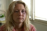 HÃ¤mnden. Victim of Per's abuse, Tanya (Mia Karlsson) tries to compose herself..jpg