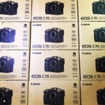 Big ol stock of Canon C70 cameras at texas media sytems.JPG